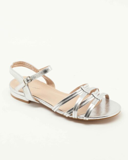 Sandales Plates Femme - Sandale Plate Argent Jina - Ve818