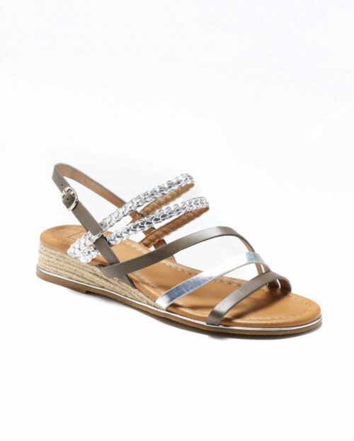Sandales Compensées Femme - Sandale Talon Compensee Gris Jina - M20s1389-04