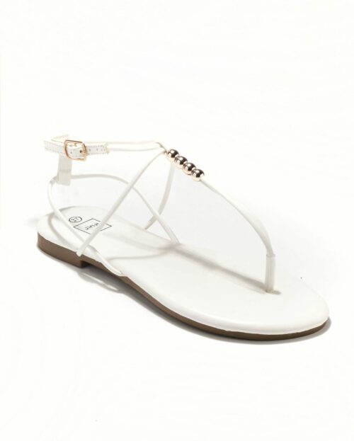 Sandales Plates Femme - Sandale Plate Blanc Jina - Style 4 Zh P05