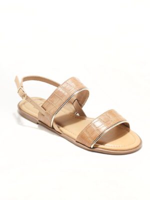 Sandales Plates Femme - Sandale Plate Croco Beige Jina - Style 4 Zh P06