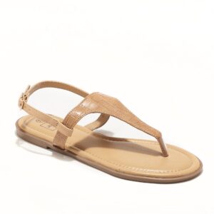 Sandales Plates Femme - Sandale Plate Croco Beige Jina - Style 3 Zh P06