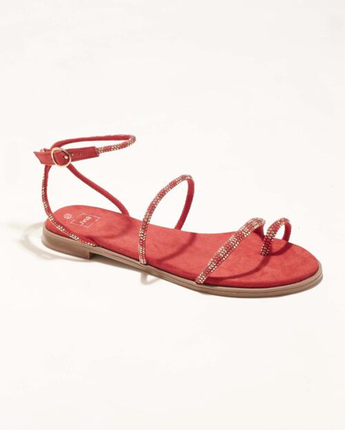 Sandales Plates Femme - Sandale Plate Rouge Jina - Mgc58-H25