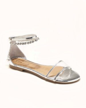 Sandales Plates Femme - Sandale Plate Argent Jina - P12 Zh Sapl 4