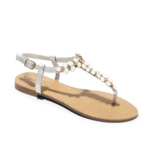 Sandales Plates Femme - Sandale Plate Blanc Jina - Zh1 P05