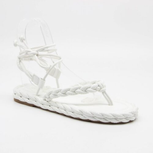 Sandales Plates Femme - Sandale Plate Blanc Jina - 3596