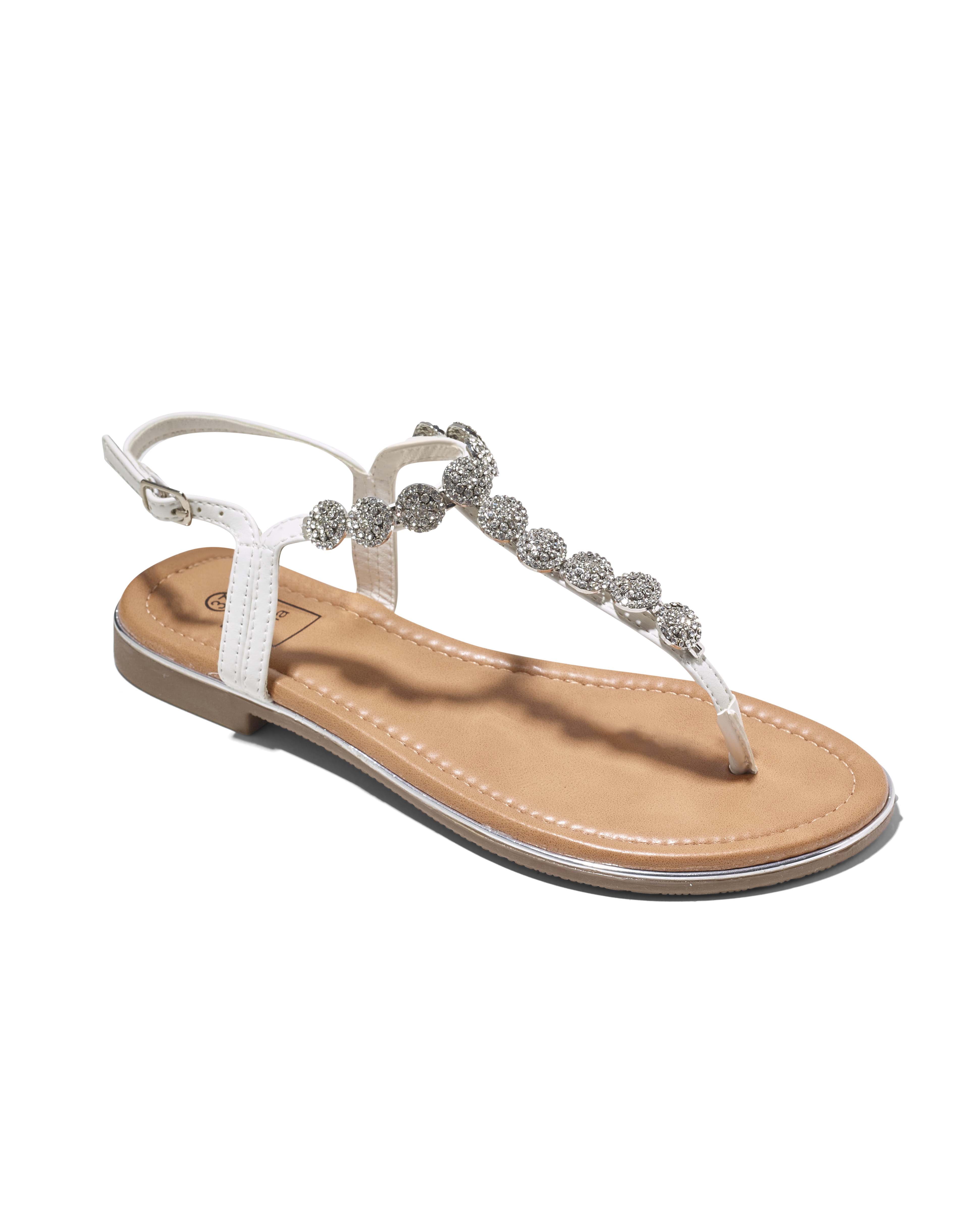 Sandales Plates Femme - Sandale Plate Blanc Jina - Zh1031-164
