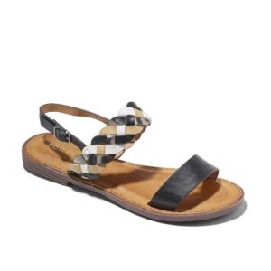 Sandales Plates Femme - Sandale Plate Noir Jina - Hc089