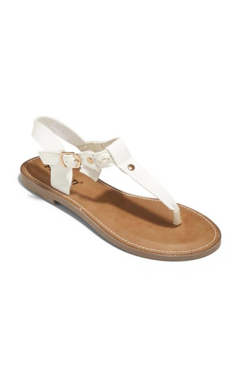 Sandales Plates Femme - Sandale Plate Blanc Jina - Za148