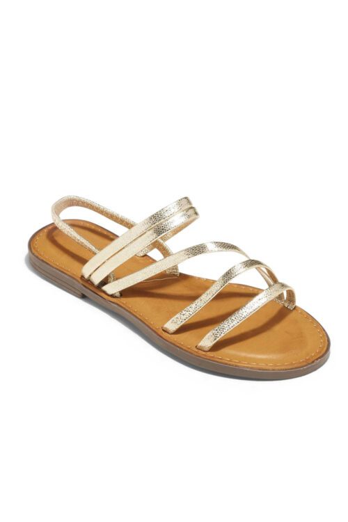Sandales Plates Femme - Sandale Plate Or Jina - Hc033