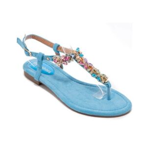 Sandales Plates Femme - Sandale Plate Bleu Jina - 7951