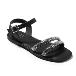 Sandales Plates Femme - Sandale Plate Noir Jina - Zh1031-188