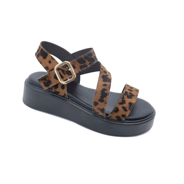 SANDALE TALON COMPENSEE FEMME LEOPARD