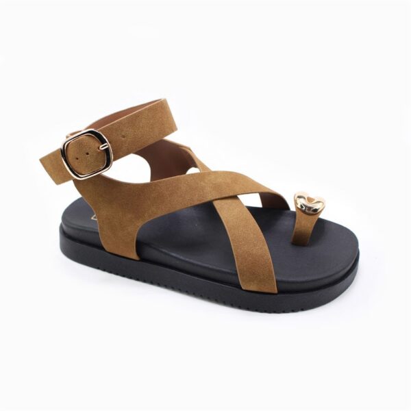 SANDALE PLATE FEMME CAMEL